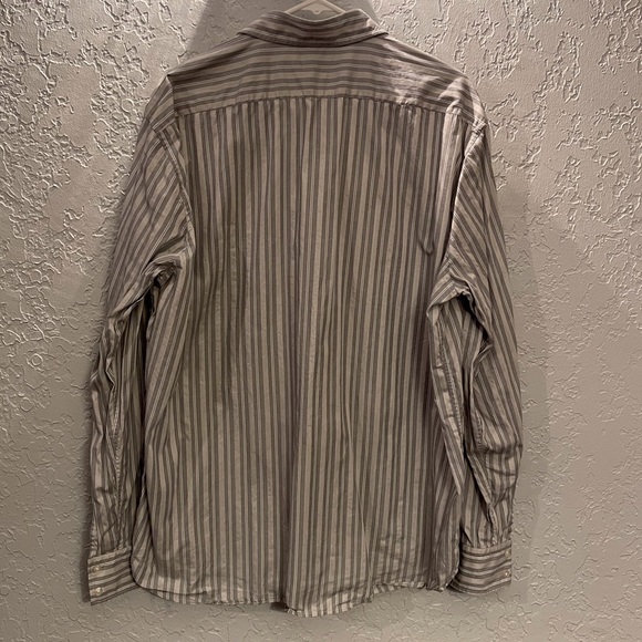 Men’s ‘Hugo Boss’ Gray/White Striped Button-Up Dress Shirt - Picture 2 of 3